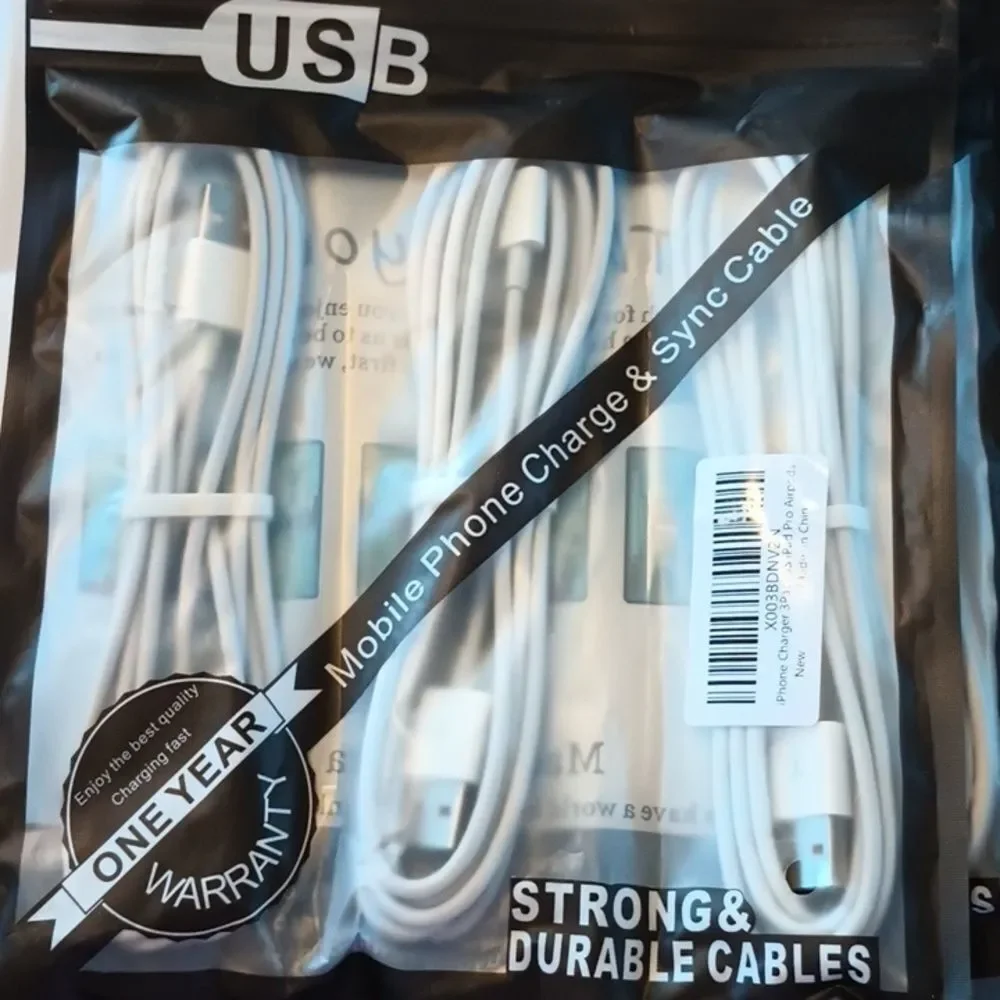 3 x Apple iPhone, iPad, iPod MFI Certified 6' Lightening Charging Cables